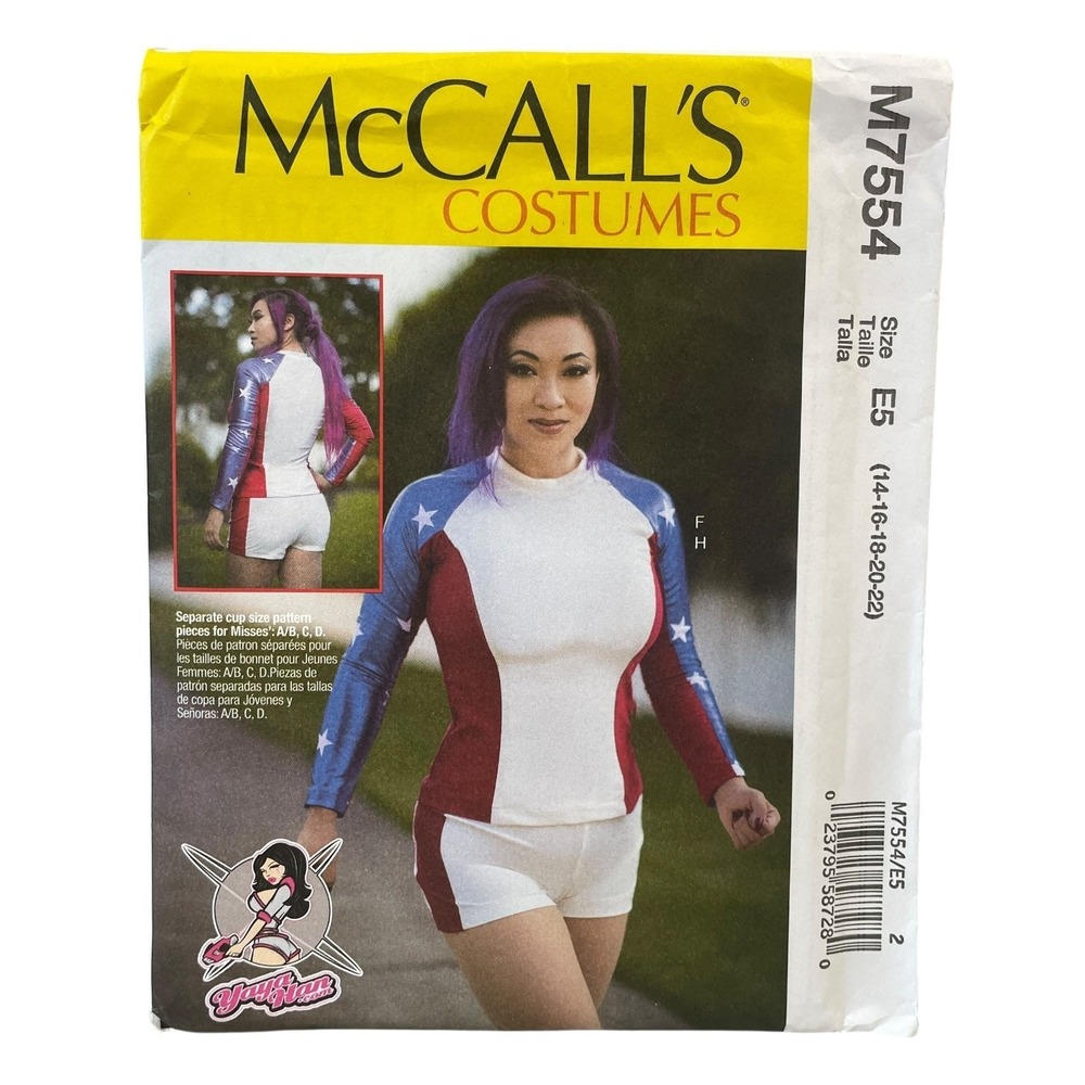 McCALL'S M7554 Misses Costume Tops Shorts Leggings Size‎ 14-22